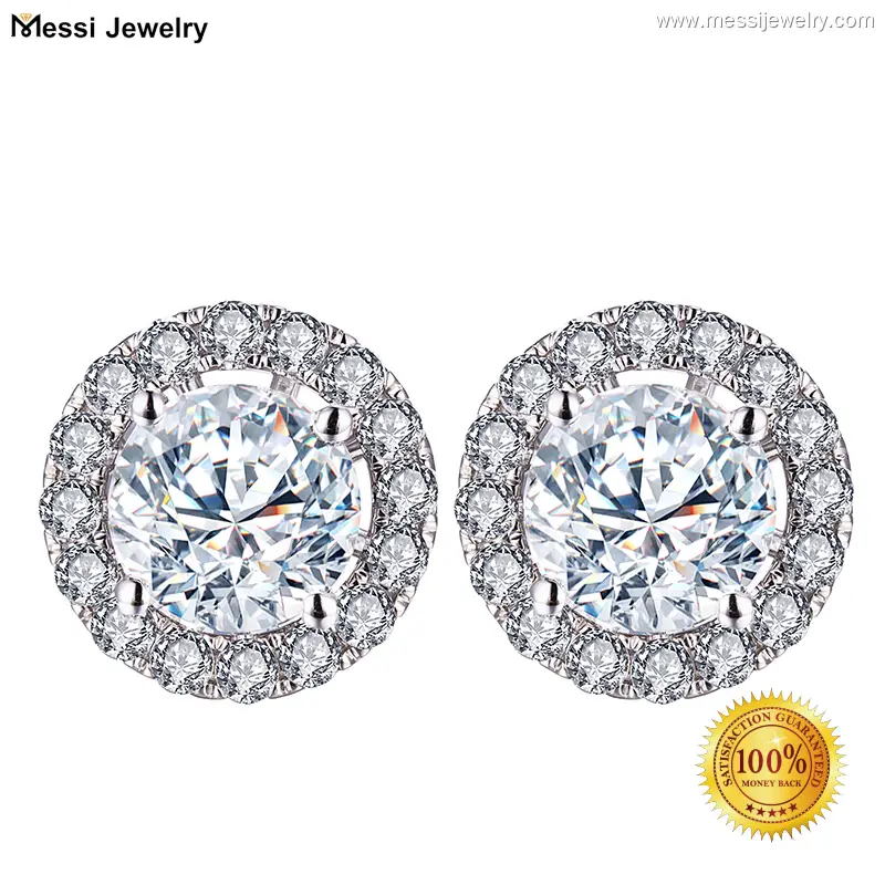 Custom lab created diamond stud earrings made in china Manufacturer | Messi Jewelry 1