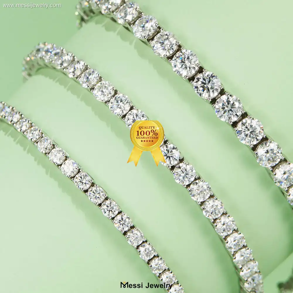 Custom man made diamond tennis bracelet with custom services Manufacturer | Messi Jewelry 1