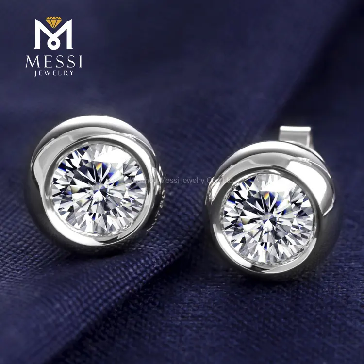 Messi Lab Grown Diamond Stud Earrings - 1.0ct, 18k White Gold 4