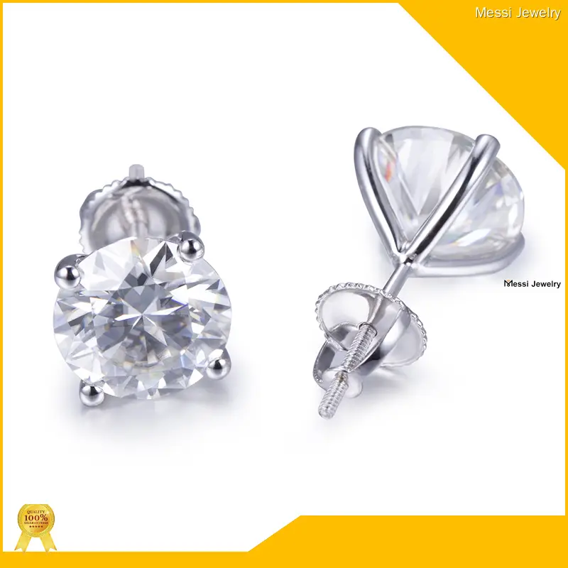 Durable moissanite white gold earrings suppliers | Messi Jewelry 1