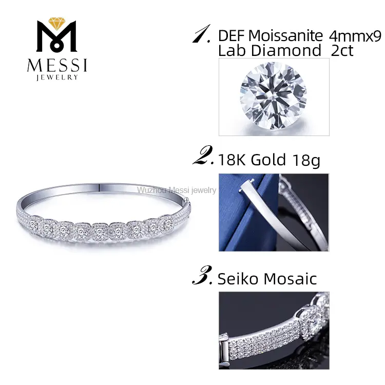 Custom moissanite tennis bracelet white gold series Manufacturer | Messi Jewelry 6