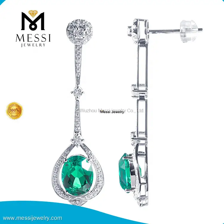 green stone earrings at Wholesale Prices | Messi Jewelry 1