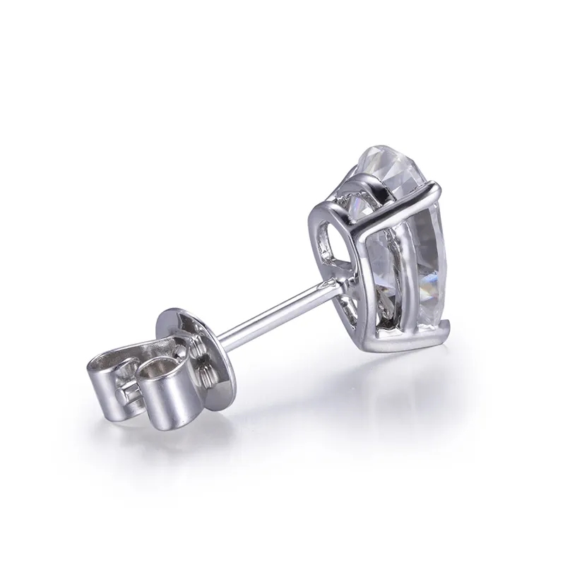 Customized moissanite stud earrings in 14k white gold suppliers | Messi Jewelry 3