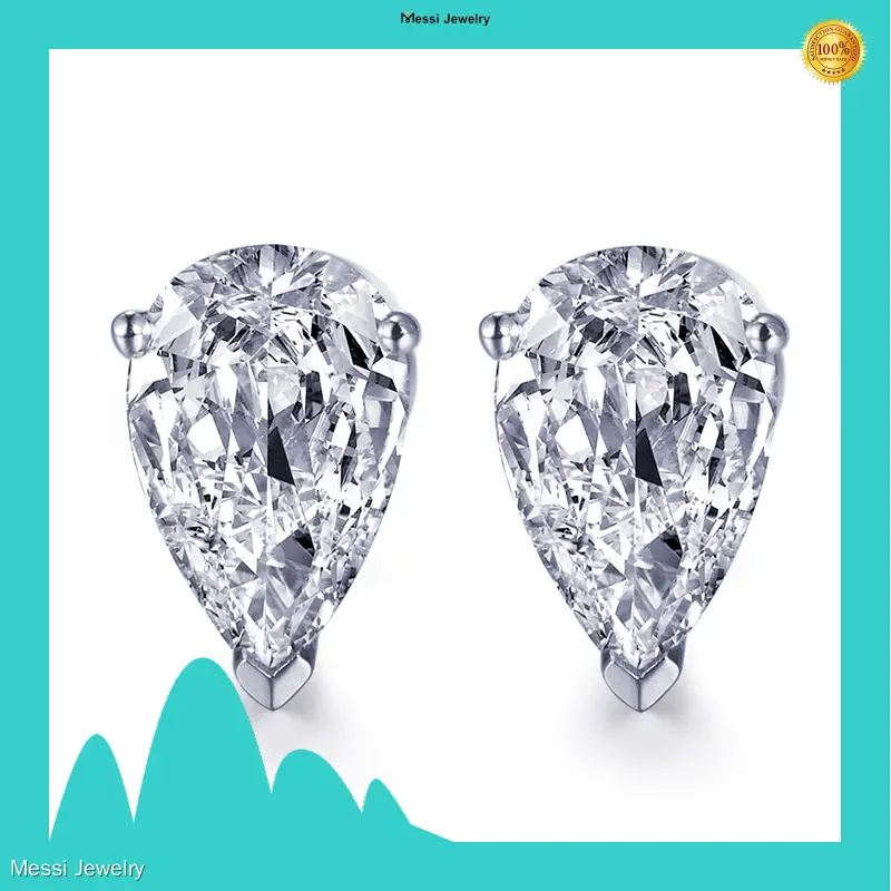 Customized moissanite stud earrings in 14k white gold suppliers | Messi Jewelry 1