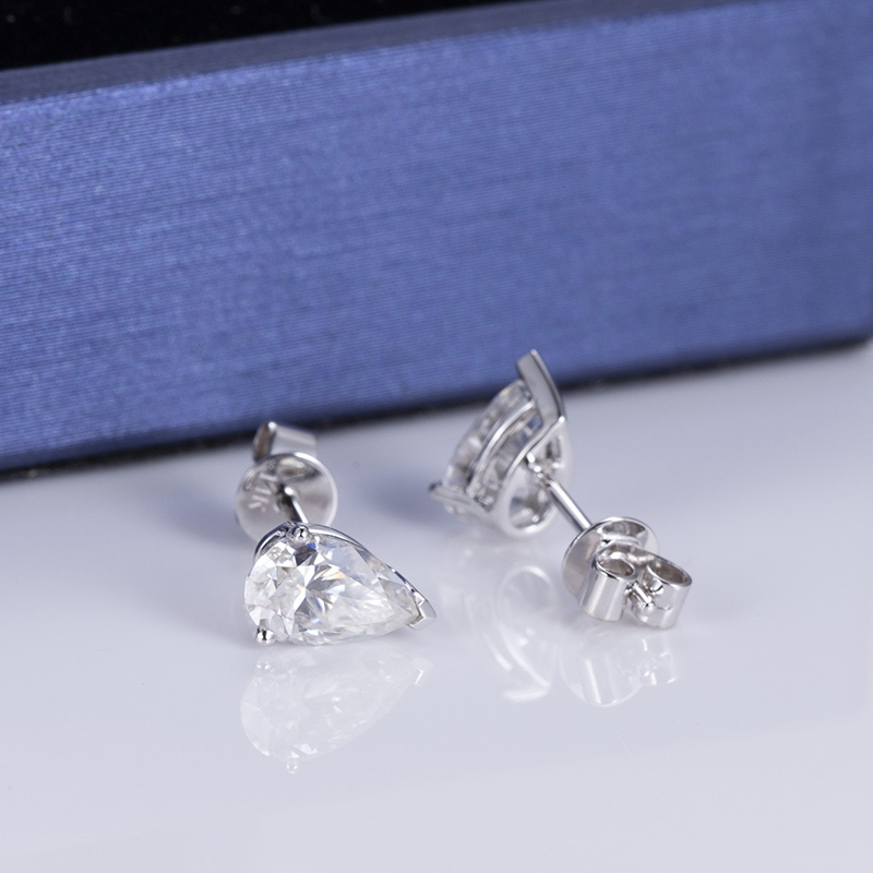 Messi Jewelry - Messi Jewelry 14k yellow gold DEF color pear moissanite stud earrings Earrings 11
