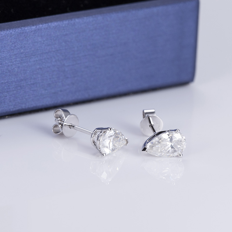 Messi Jewelry - Messi Jewelry 14k yellow gold DEF color pear moissanite stud earrings Earrings 10