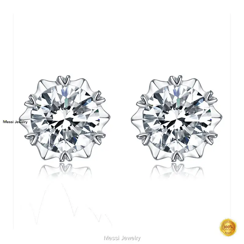 Hot Sale moissanite sterling silver stud earrings from China | Messi Jewelry 1