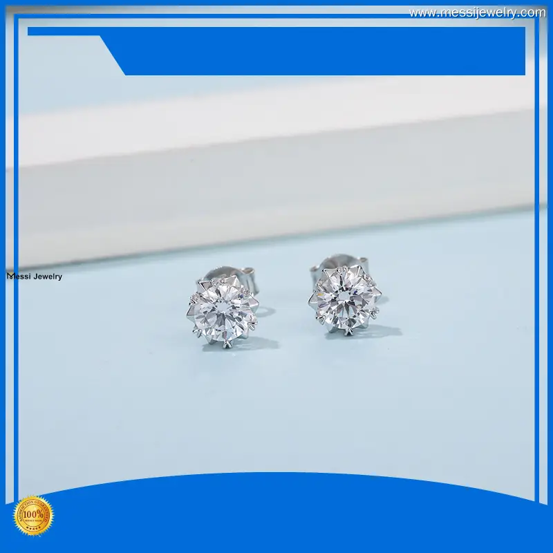 Custom sterling silver moissanite earrings factory direct supply Manufacturer | Messi Jewelry 1