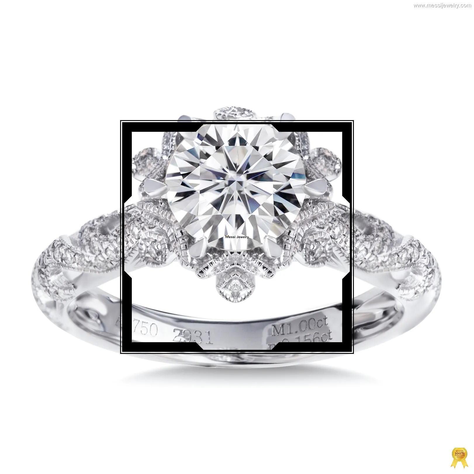 Long Lasting white gold moissanite ring quality assurance | Messi Jewelry 1