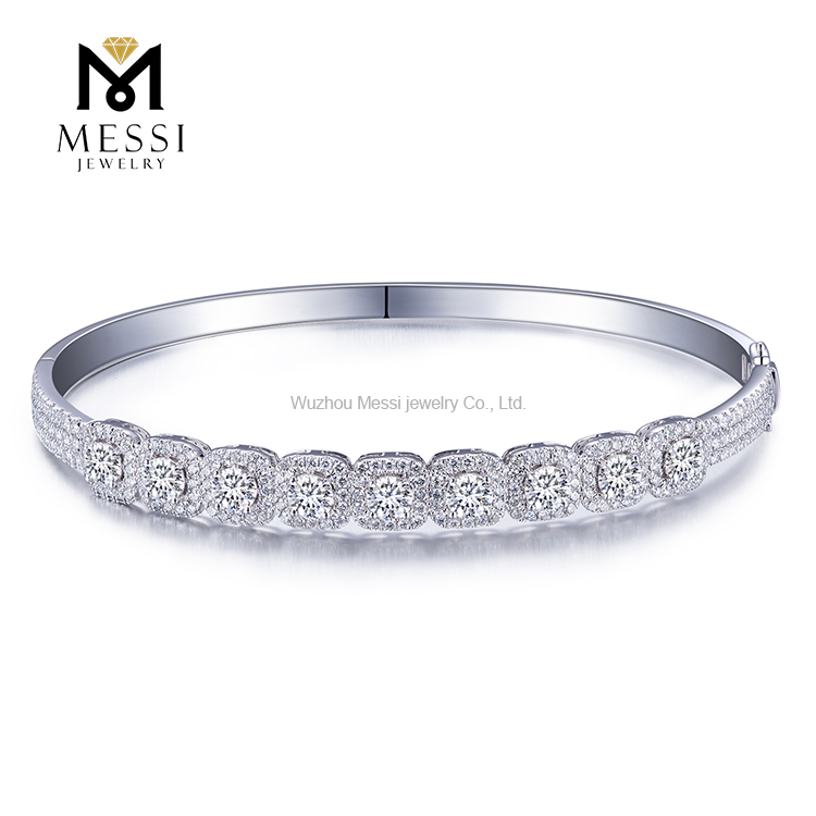 Messi Alahas - Messi Alahas bag-ong disenyo sa fashion 18k puti nga solidong bulawan nga pulseras 9 piraso 4mm DEF moissanite nga babaye nga pulseras para sa kasal nga mga pulseras 7