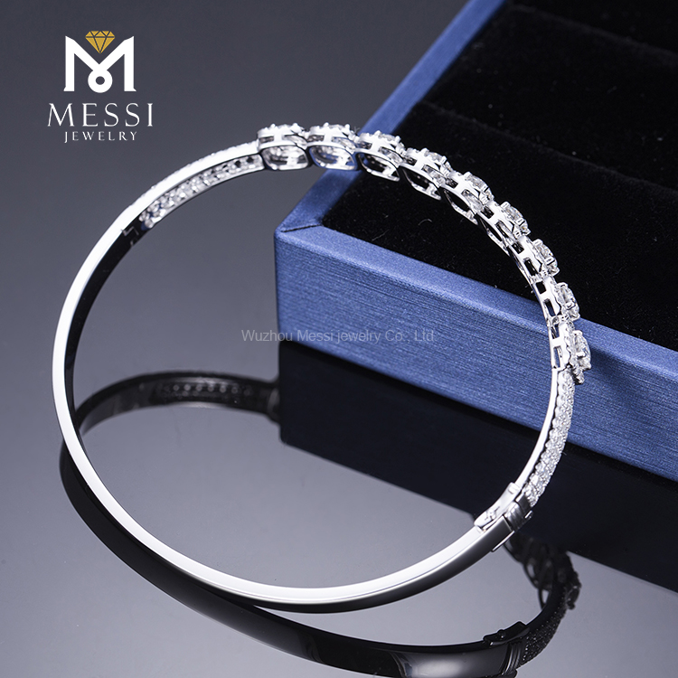 Messi Alahas - Messi Alahas bag-ong disenyo sa fashion 18k puti nga solidong bulawan nga pulseras 9 piraso 4mm DEF moissanite nga babaye nga pulseras para sa kasal nga mga pulseras 9