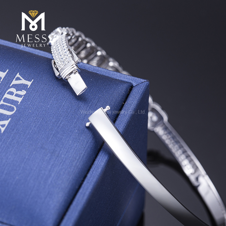 Messi Alahas - Messi Alahas bag-ong disenyo sa fashion 18k puti nga solidong bulawan nga pulseras 9 piraso 4mm DEF moissanite nga babaye nga pulseras para sa kasal nga mga pulseras 11