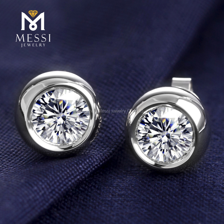 Messi Lab Grown Diamond Stud Earrings - 1.0ct, 18k White Gold 10