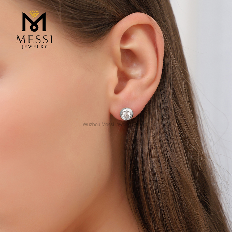 Messi Lab Grown Diamond Stud Earrings - 1.0ct, 18k White Gold 13