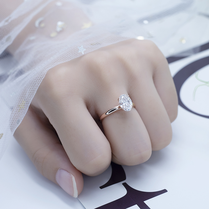 Messi Alahas - Messi Alahas MSR-548 10K Rose Gold G VS1 Oval Lab Grown Diamond Ring Lab Diamond Alahas 13