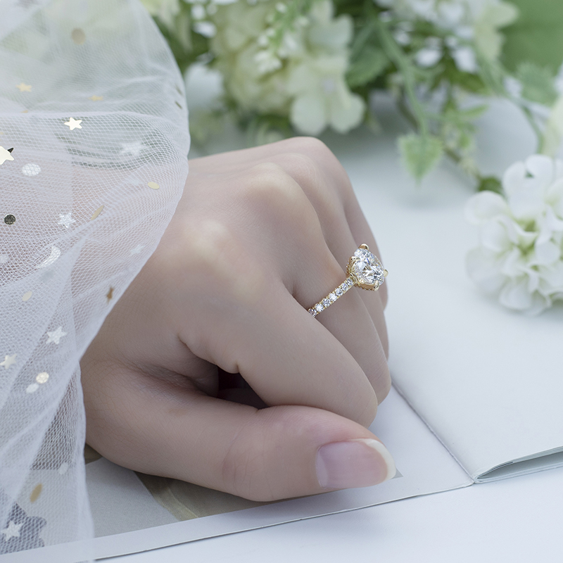 메시 보석류 -Messi Jewelry MSR -676 2.6ct 라운드 약혼 웨딩 18K 옐로우 골드 실험실 다이아몬드 반지 실험실 다이아몬드 보석 14