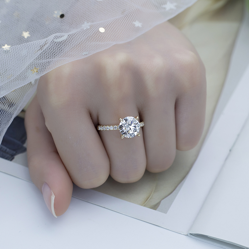 메시 보석류 -Messi Jewelry MSR -676 2.6ct 라운드 약혼 웨딩 18K 옐로우 골드 실험실 다이아몬드 반지 실험실 다이아몬드 보석 13