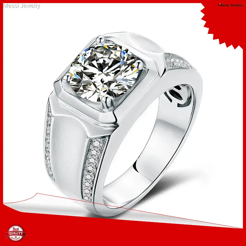 Custom mens moissanite rings highly rated Manufacturer | Messi Jewelry 1