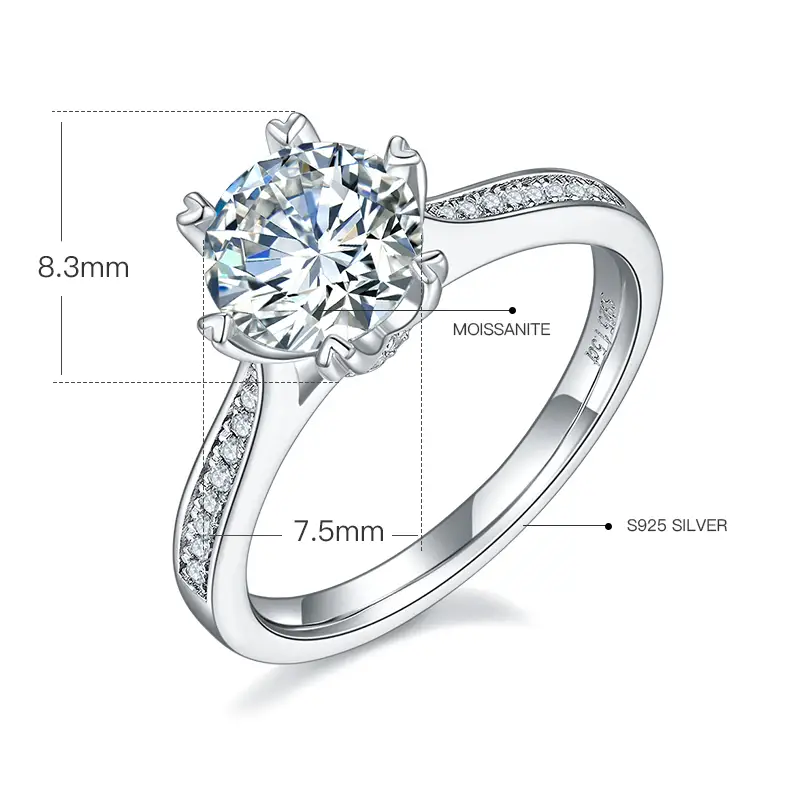 Custom 925 sterling silver moissanite engagement rings manufacturers Manufacturer | Messi Jewelry 2