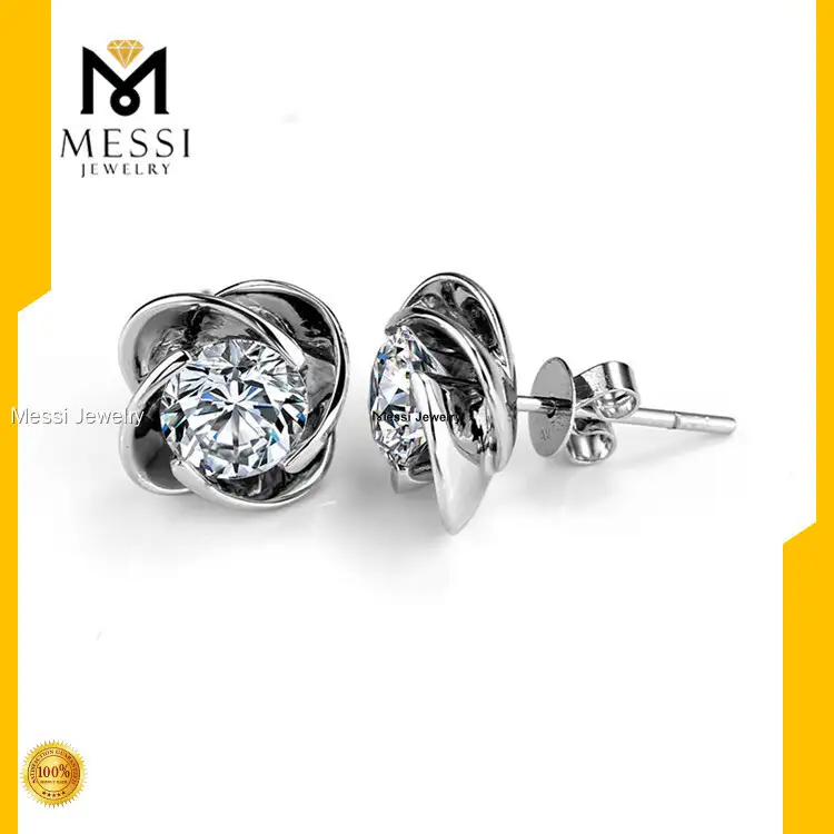 Long Lasting moissanite princess cut earrings made in china | Messi Jewelry 1