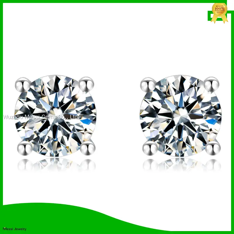 Custom sterling silver moissanite earrings suppliers Manufacturer | Messi Jewelry 1