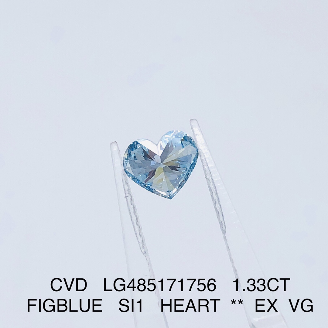 Messi Jewelry - Fancy Intense Greenish Blue Heart CVD Lab Grown Diamond 1.3ct SI1 14