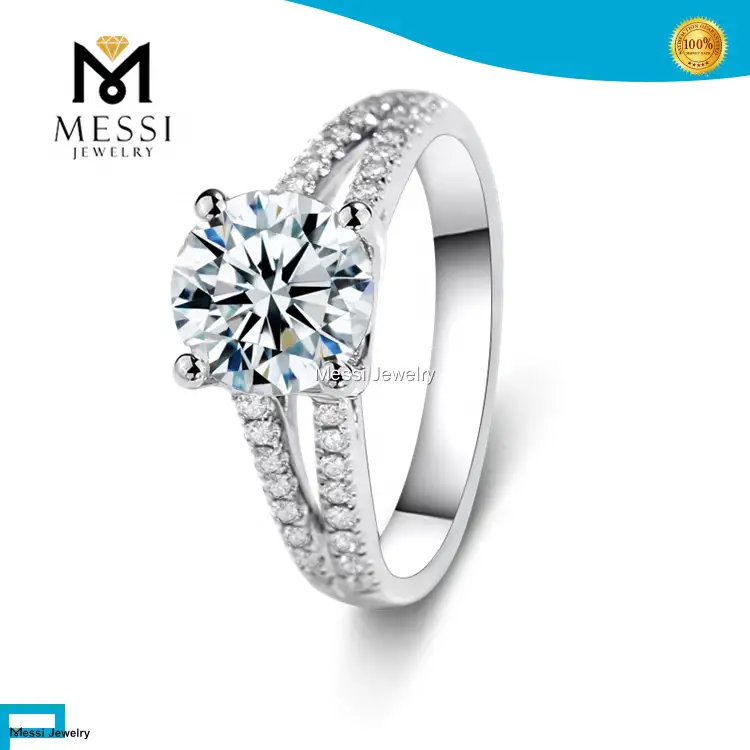 Creative white gold moissanite engagement rings quality assurance | Messi Jewelry 1