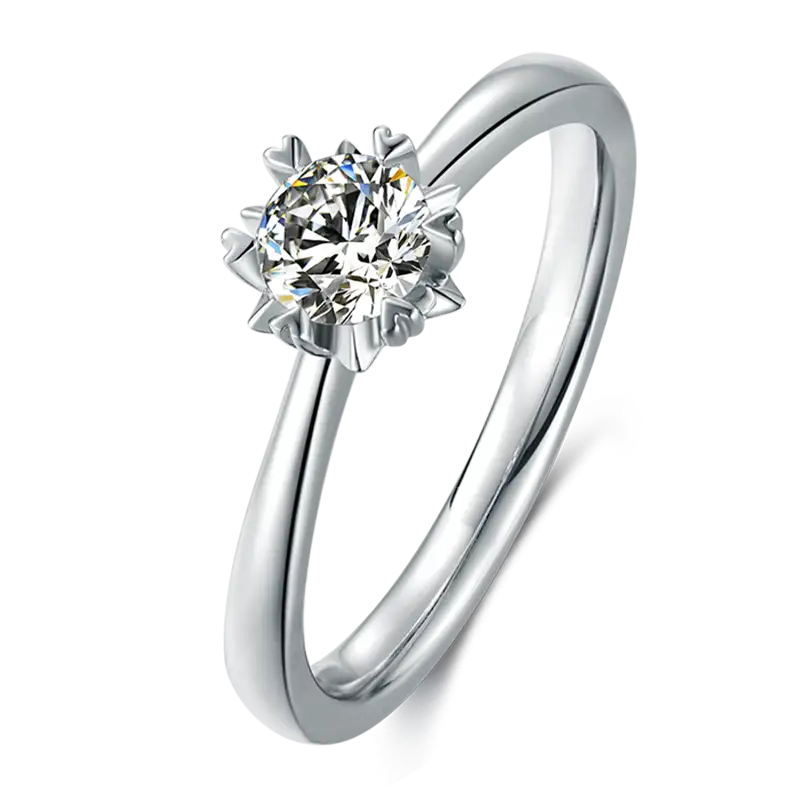 M01C Snowflake 1ct Anello solitario in argento sterling oro in oro moissanite 1