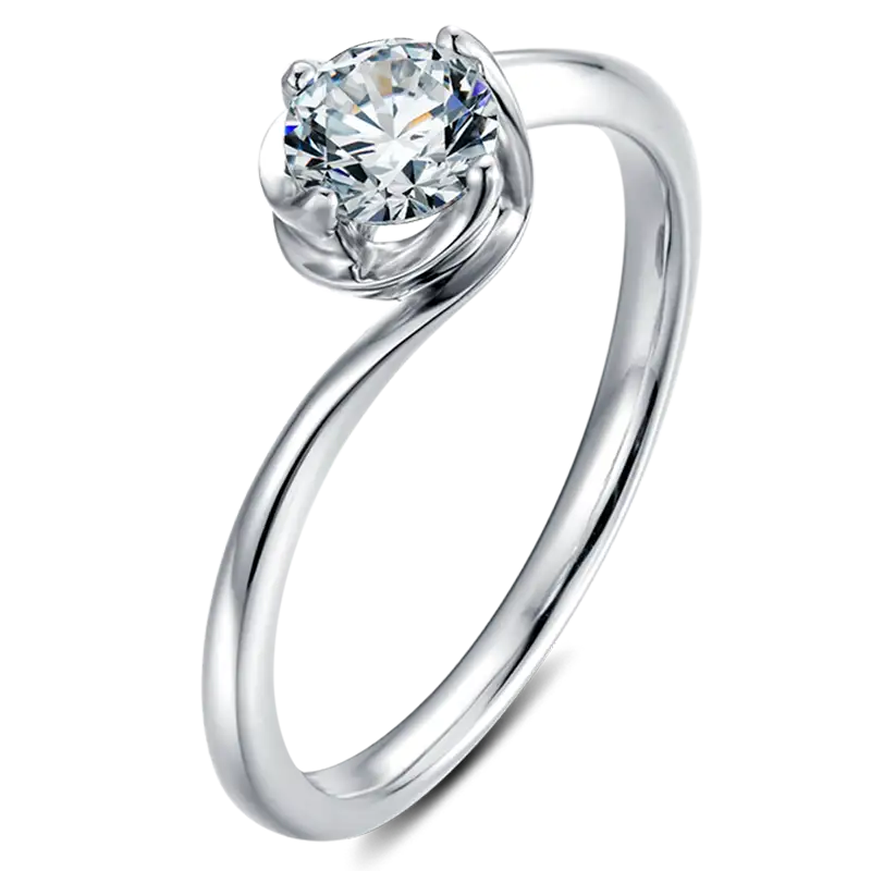 M29B Bracteole 1ct Anello solitario in argento sterling in oro moissanite 1