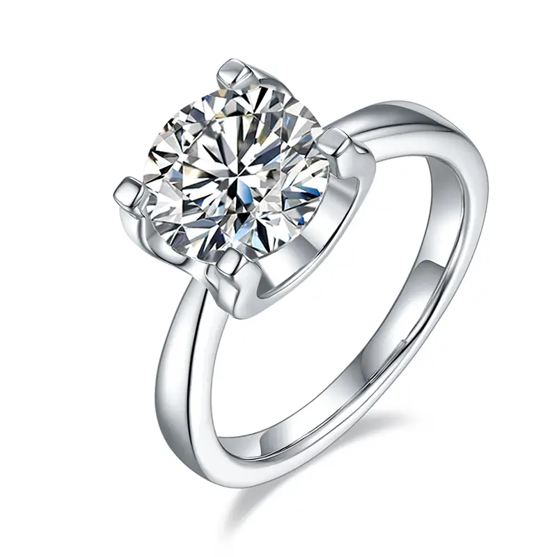 M04J Classic Oxhead 3.0 Carats1ct Moissanite Gold Plaked 925 Sterling Silver Solitaire Anello 1
