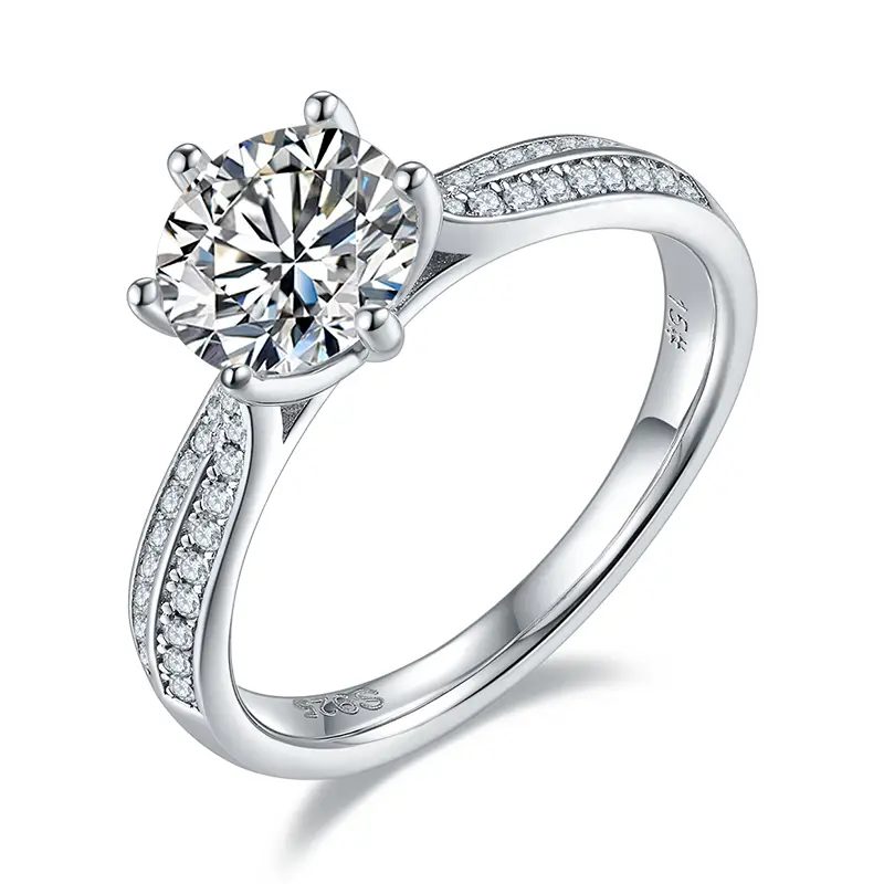 M06C Starlight Queen 1.5 Carats 1ct Moissanite Gold Plaked 925 Sterling Silver solitaire Anello 1