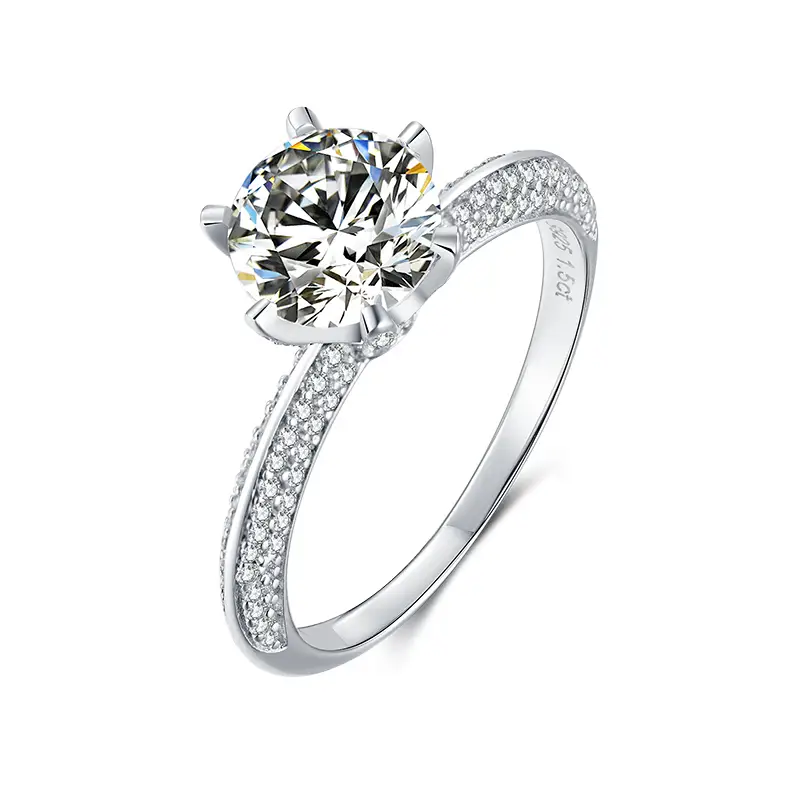 Metà M13C Metà del paese 1,5 carati 1ct 1ct moissanite oro placcato 925 anello solitario in argento sterling 1