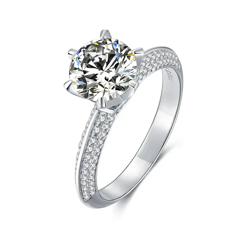 MEZZA M13D MEZZA DEL CAMPO 2,0 Carats1ct Moissanite Gold Placcato 925 Anello solitario in argento sterling 1