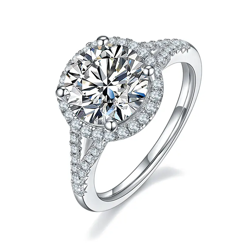 M16E DOPPIO BASSO ROURCO ARM 3.0 Carat Moissanite Gold Placcato 925 Anello solitario in argento sterling 1