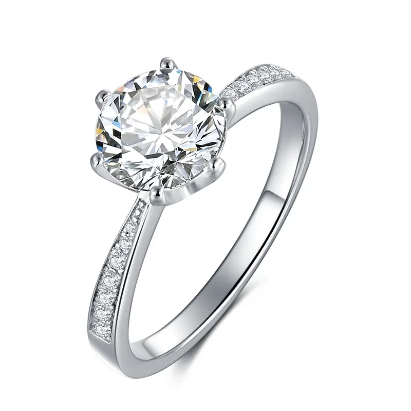 M21D Smart 2.0 Carats Oro Moissanite Plato 925 Anello solitario Sterling Silvery 1