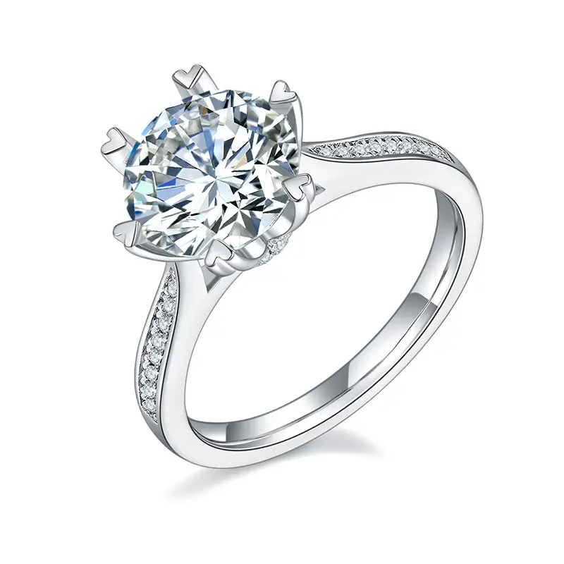 M26E 행운은 3.0 캐럿 Moissanite Gold Plated 925 Sterling Silver Solitaire Ring 1