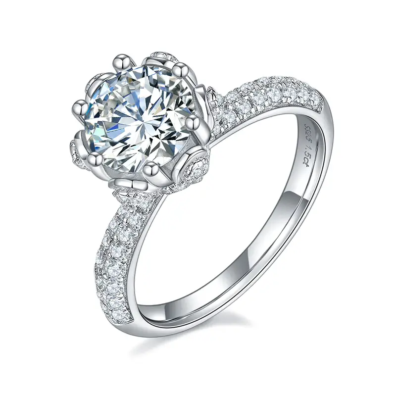 M27C braccio dritto huashen 1.5 carati moissanite oro macinato 925 anello solitario in argento sterling 1