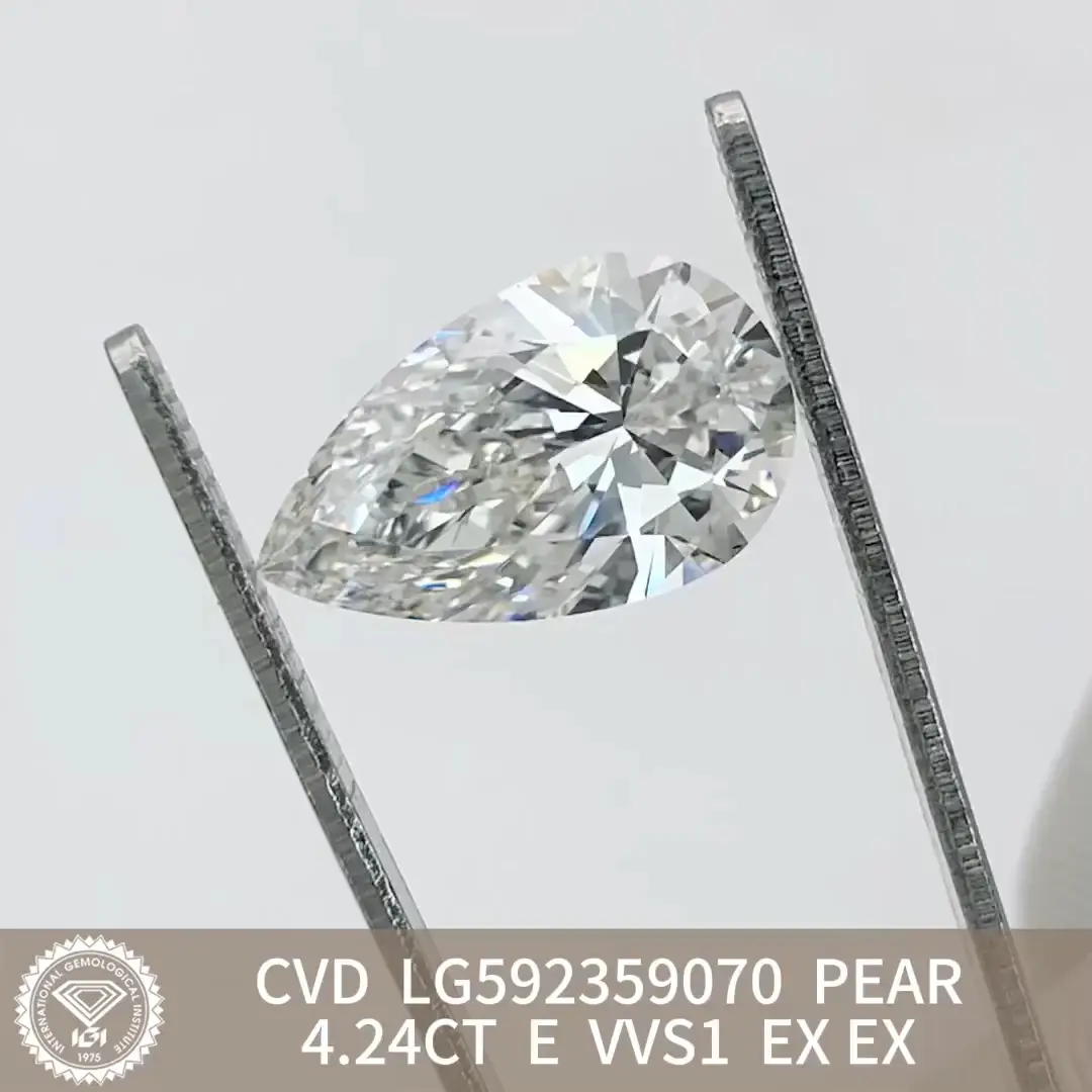 4.24CT E VVS1 Pear Lab Diamond - IGI Certified - Customize Your Own 6