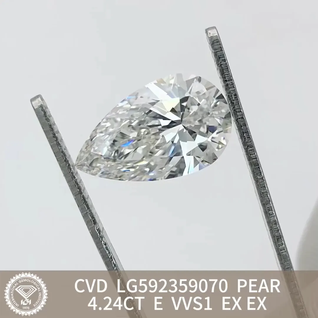 4.24ct E VVS1 Pear Lab Diamond - IGI -certificeret - Tilpas dine egne 6