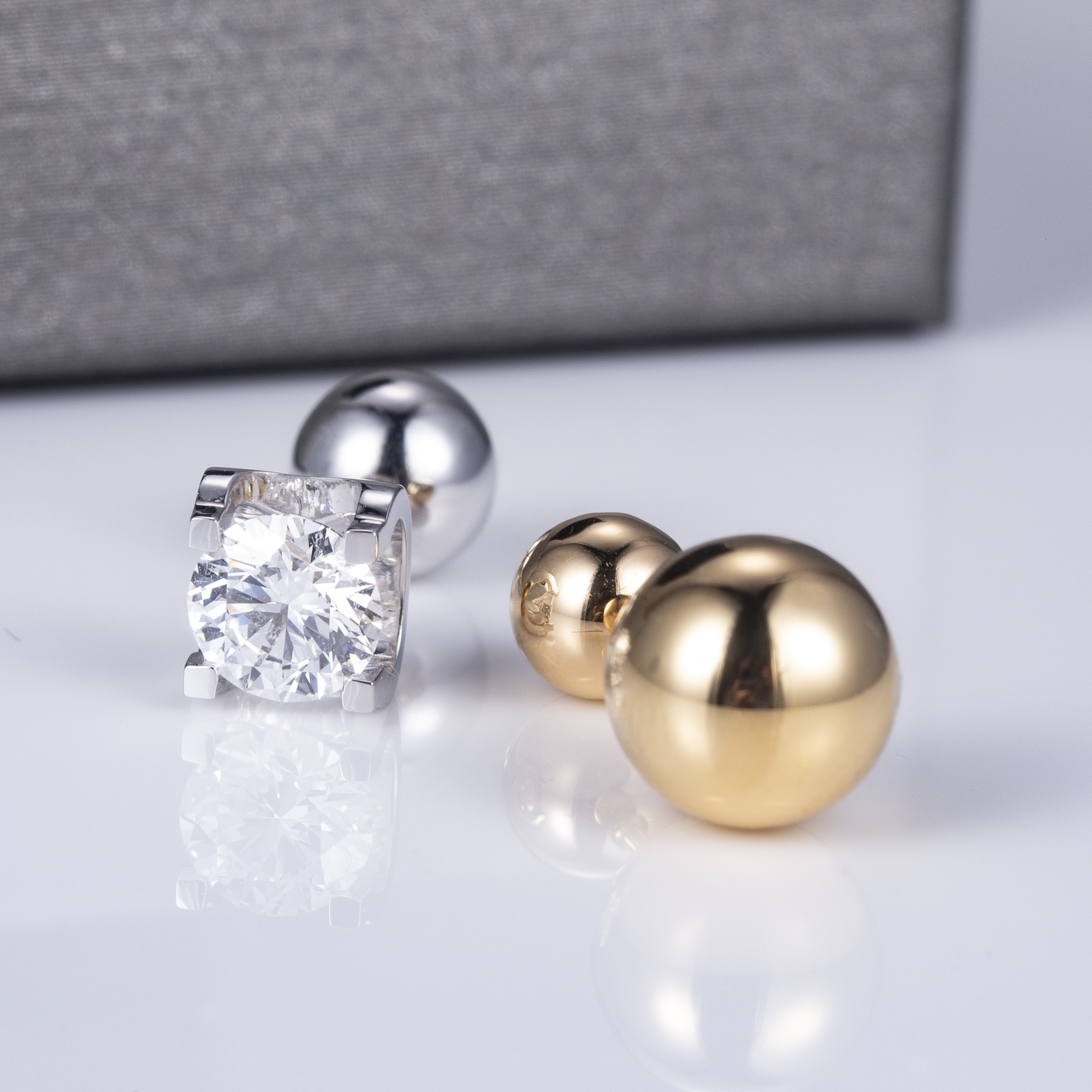 Messi Jewelry - Messi Jewelry Round Brilliant Cut Lab Grown Diamond woman fashion jewelry 18k yellow gold diamond stud earrings Earrings 11