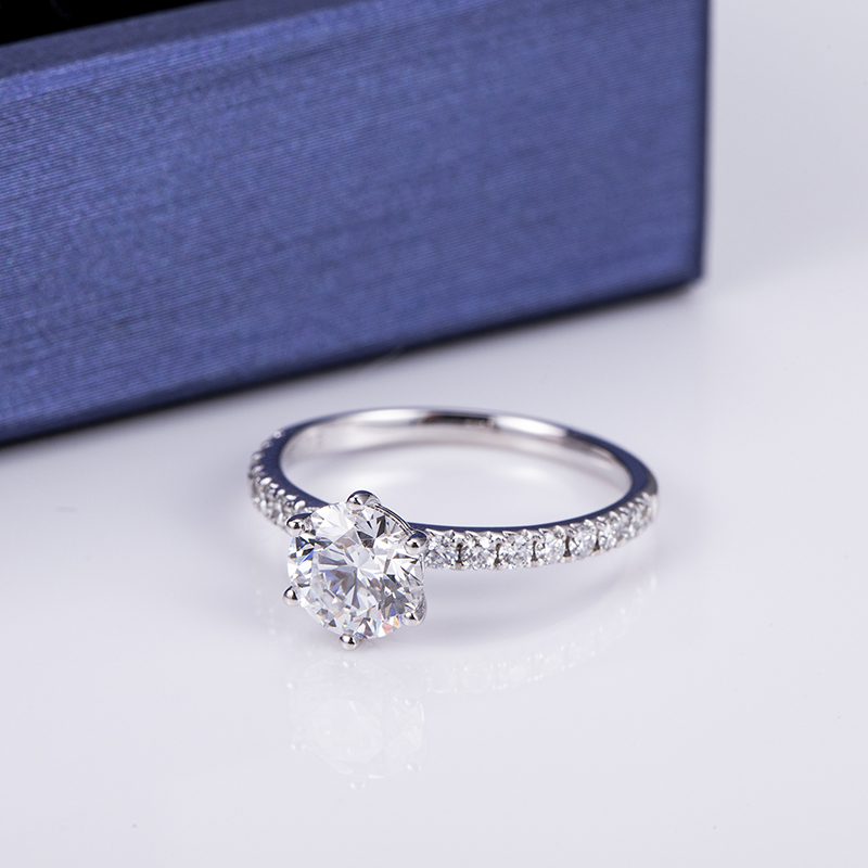 White Gold Moissanite Wedding Band - Latest Technology, Round Brilliant Cut, Unisex, Romantic Style 10