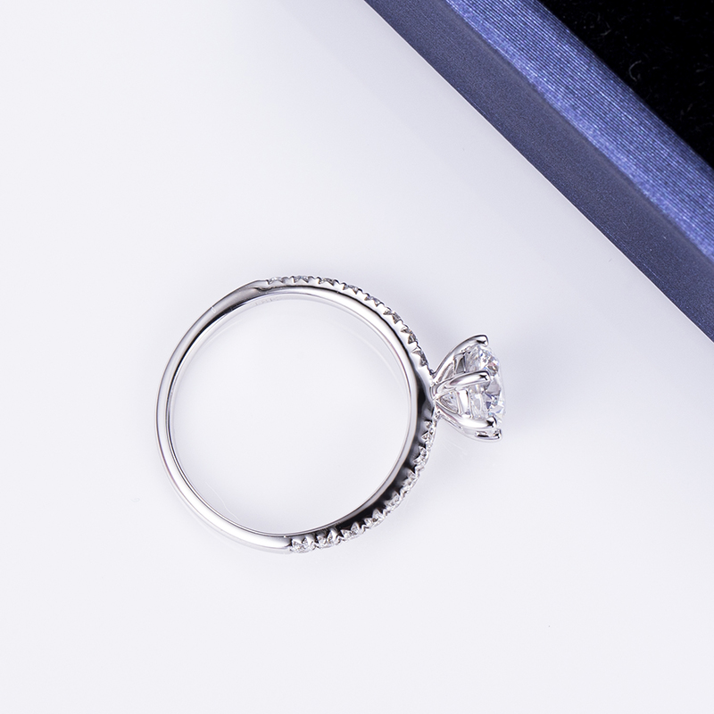 White Gold Moissanite Wedding Band - Latest Technology, Round Brilliant Cut, Unisex, Romantic Style 9