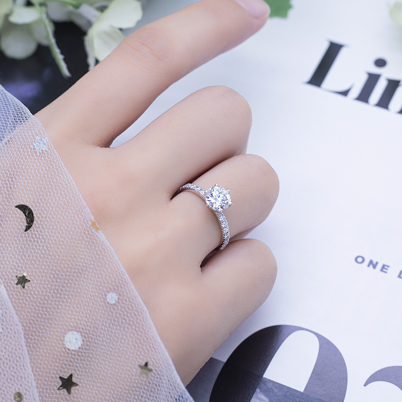 White Gold Moissanite Wedding Band - Latest Technology, Round Brilliant Cut, Unisex, Romantic Style 12