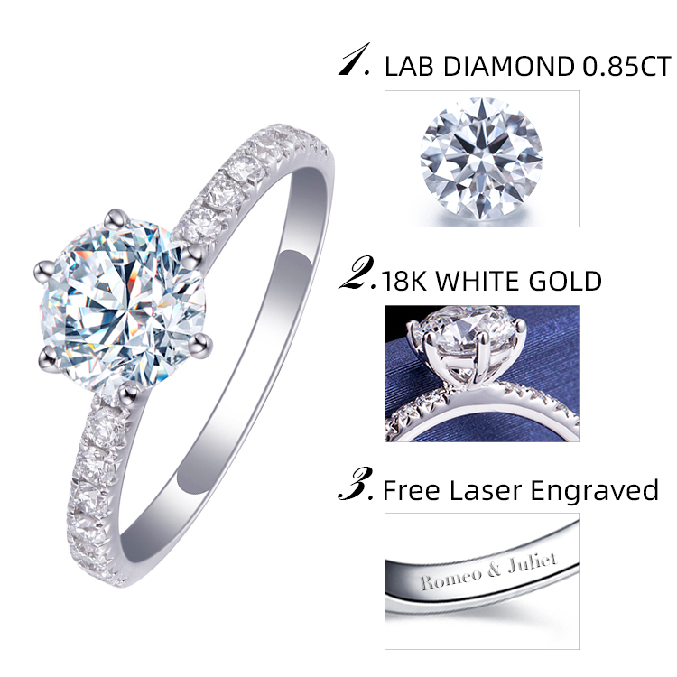 White Gold Moissanite Wedding Band - Latest Technology, Round Brilliant Cut, Unisex, Romantic Style 13