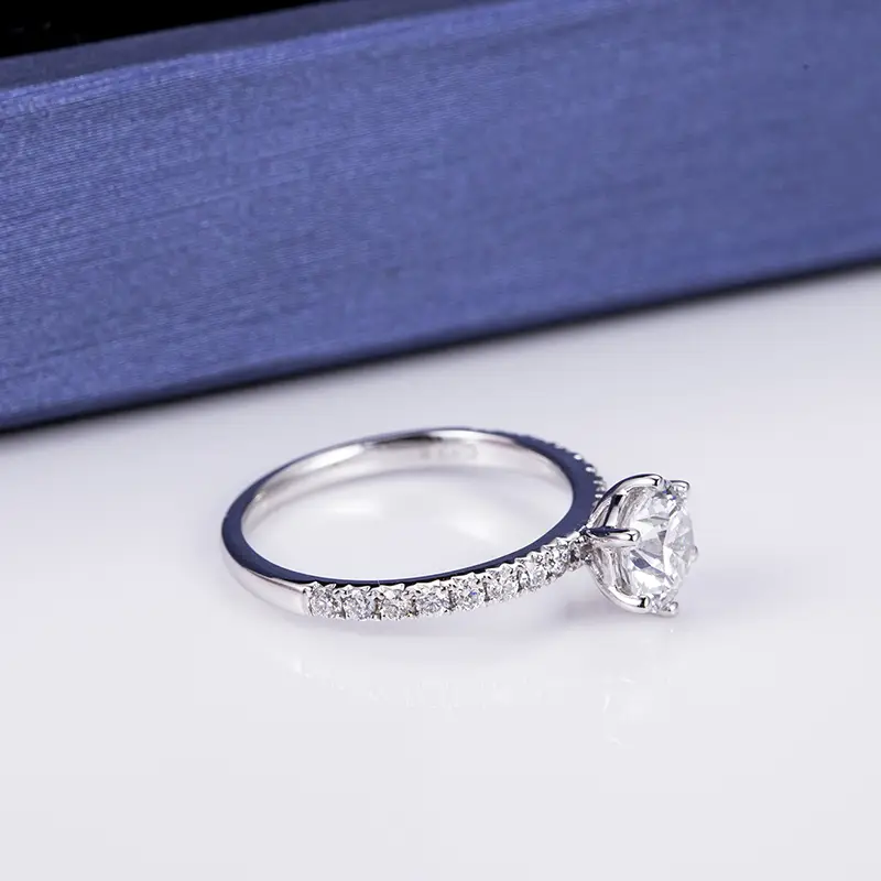 White Gold Moissanite Wedding Band - Latest Technology, Round Brilliant Cut, Unisex, Romantic Style 6