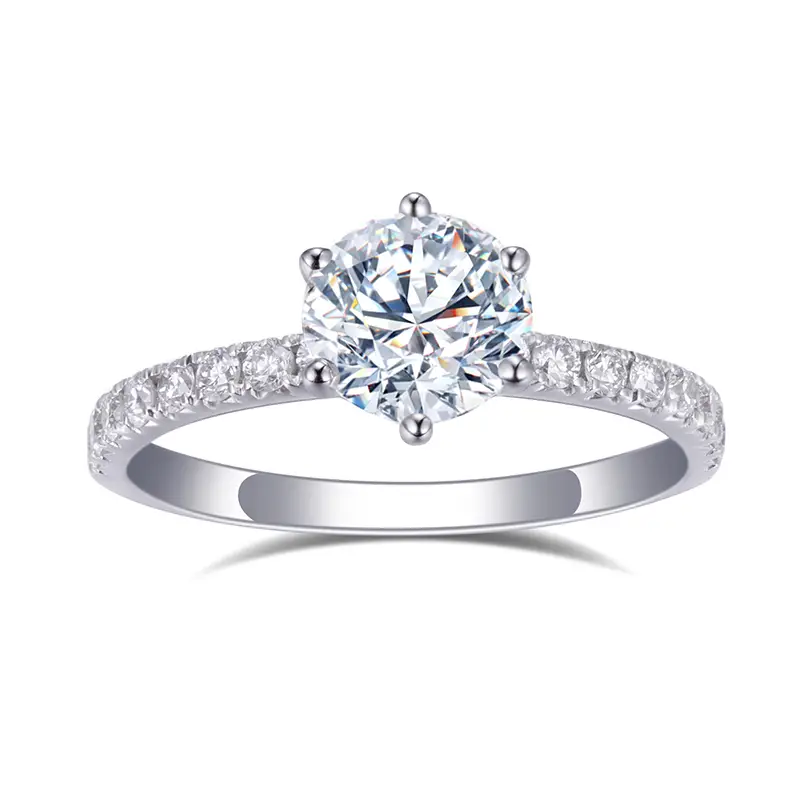 White Gold Moissanite Wedding Band - Latest Technology, Round Brilliant Cut, Unisex, Romantic Style 4