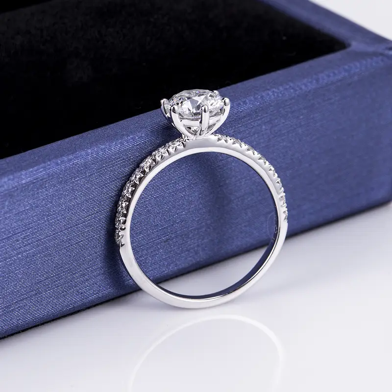 White Gold Moissanite Wedding Band - Latest Technology, Round Brilliant Cut, Unisex, Romantic Style 7