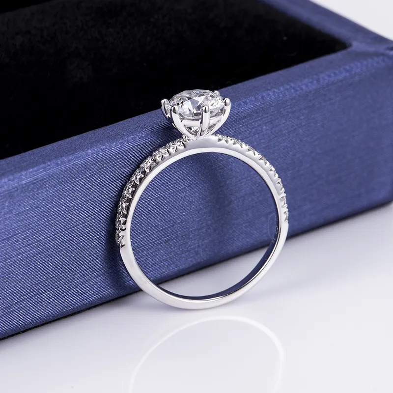 White Gold Moissanite Wedding Band - Latest Technology, Round Brilliant Cut, Unisex, Romantic Style 7