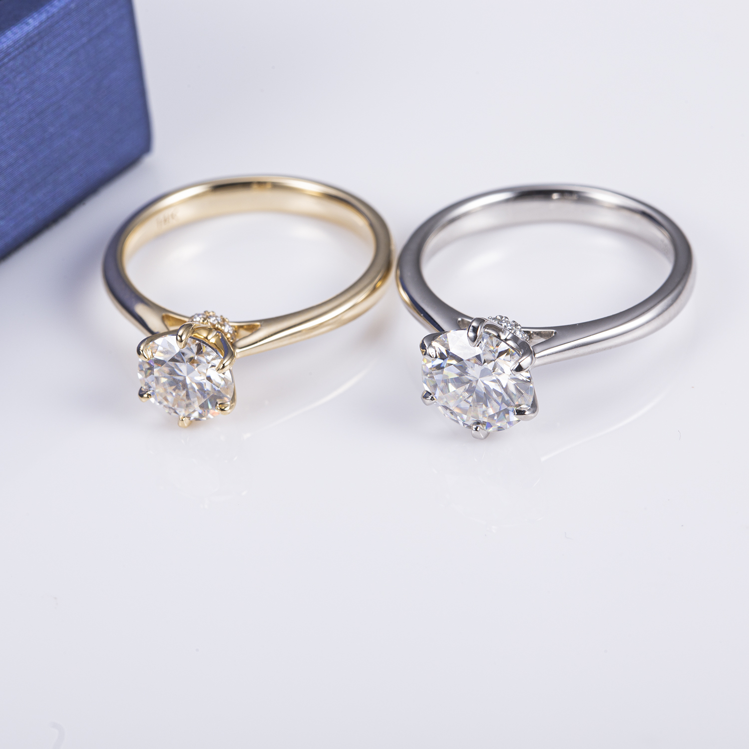 Messi Jewelry - Messi Gems MS-493 Platinum 950 Solitary 8mm Moissanite Ring Rings 10