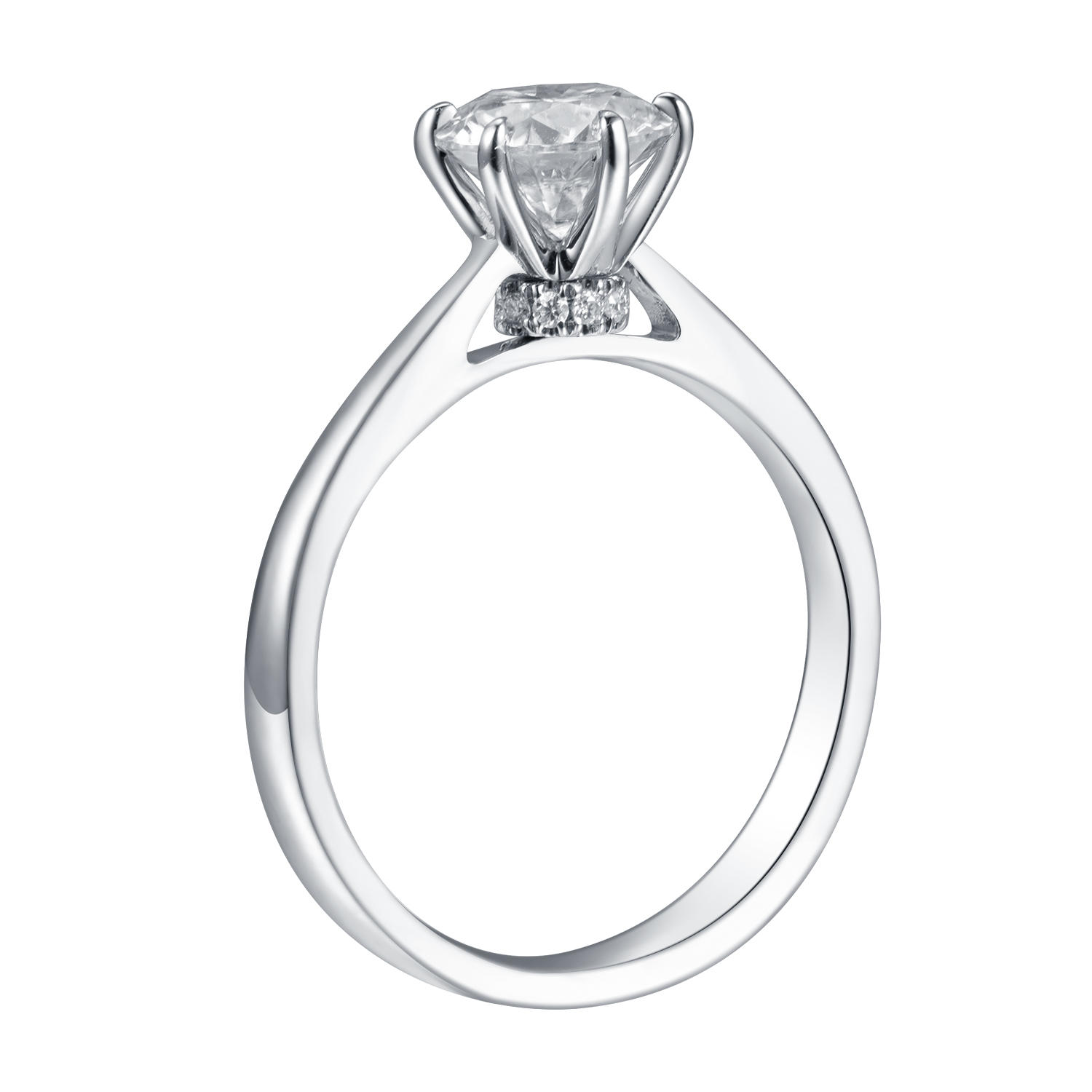 Messi Jewelry - Messi Gems MS-493 Platinum 950 Solitary 8mm Moissanite Ring Rings 9